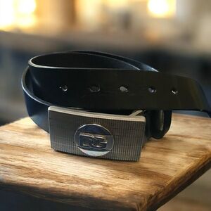 Dolce & Gabbana Black Leather Belt Bag with Silver Buckle